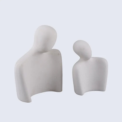leanity set of 2 matte white face figurines modern ceramic home decor gift