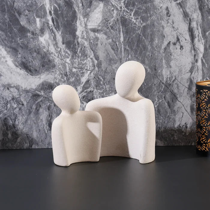 leanity set of 2 matte white face figurines modern ceramic home decor gift