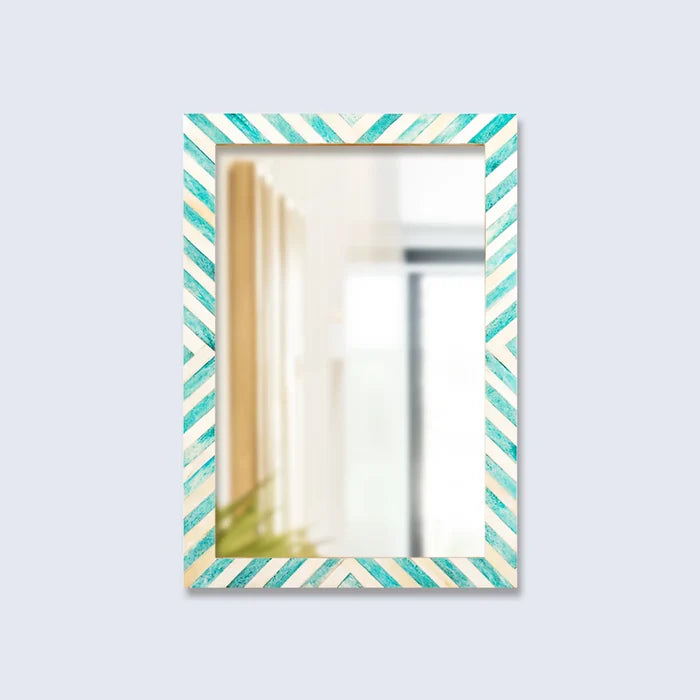 Handmade Make To Order Chevron Green Mirror Bone Inlay Collection in 3 Sizes