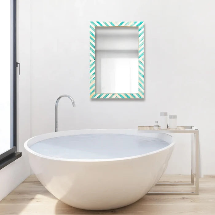 Handmade Make To Order Chevron Green Mirror Bone Inlay Collection in 3 Sizes