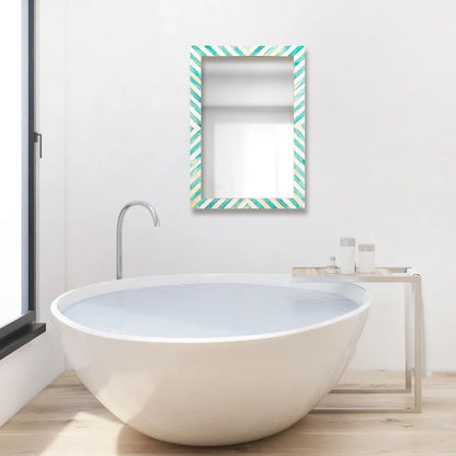 Handmade Make To Order Chevron Green Mirror Bone Inlay Collection in 3 Sizes
