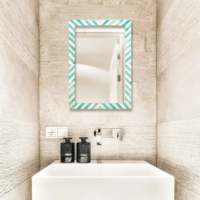 Handmade Make To Order Chevron Green Mirror Bone Inlay Collection in 3 Sizes