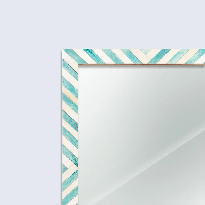 Make To Order Chevron Green Mirror Bone Inlay Collection in 3 Sizes