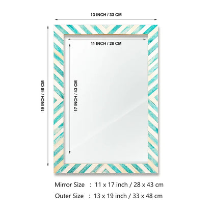 Make To Order Chevron Green Mirror Bone Inlay Collection in 3 Sizes