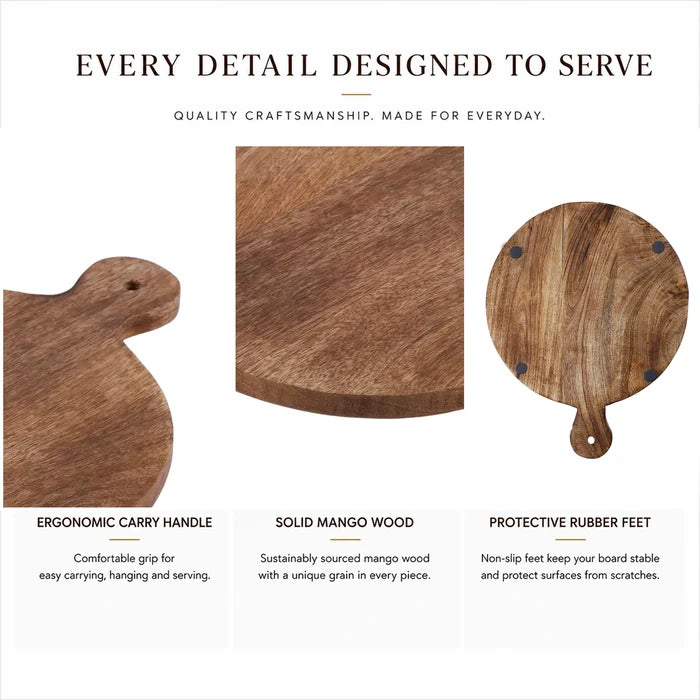 Mango Wood Charcuterie, Cutting & Serving Board 14.75"