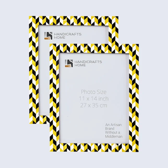 Handmade Picture Frames Marquet Chevron Resin inlay Collection in 8 sizes, for tabletop or wall display