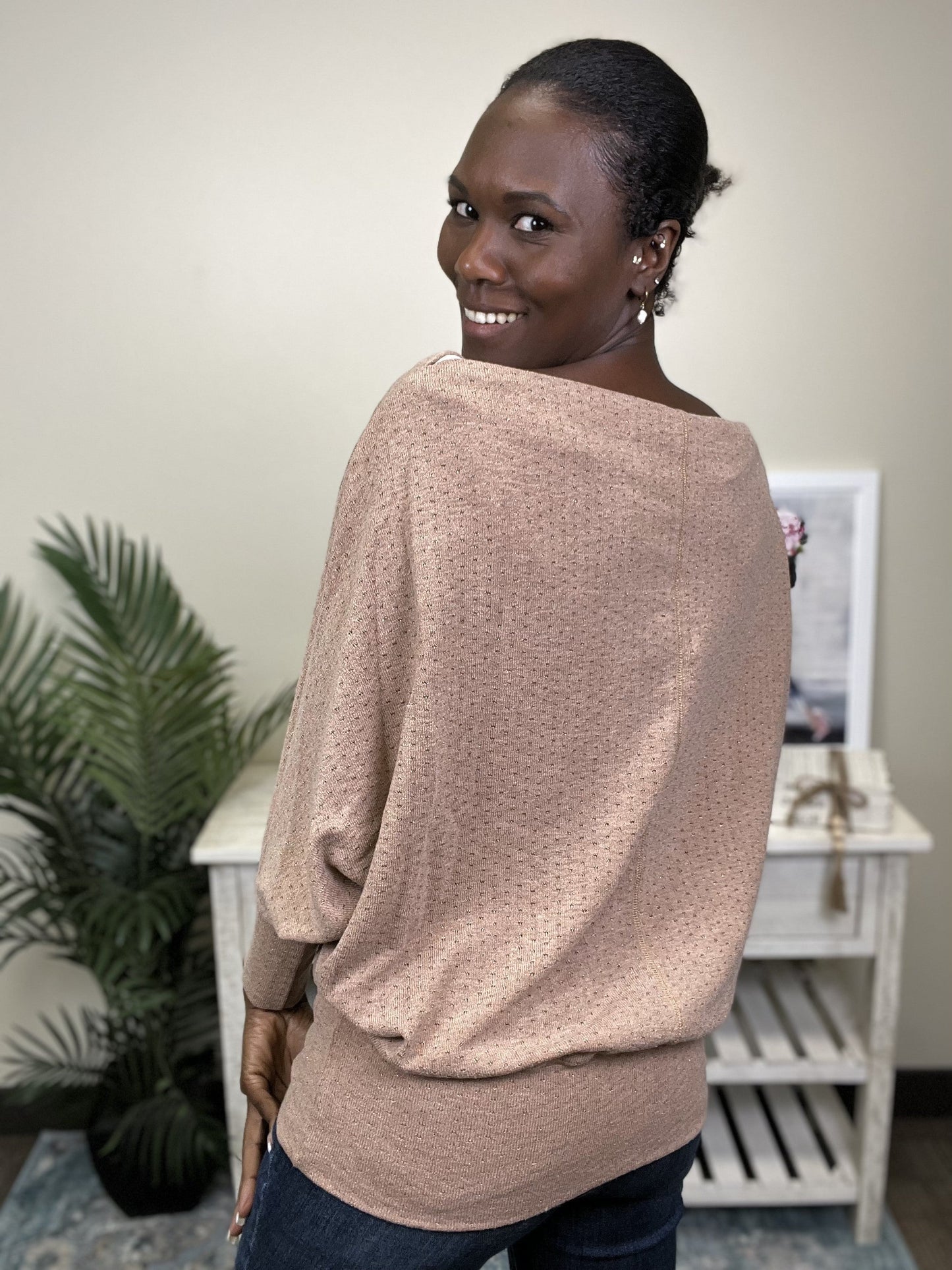 What's The Occasion Women's Sparkle Long Sleeve Top