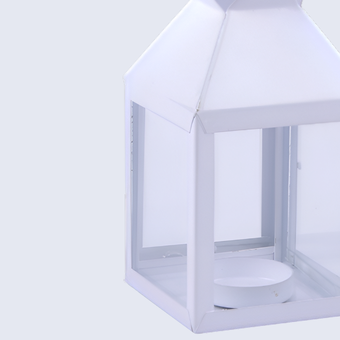 metal clear glass pyramid lantern antique white