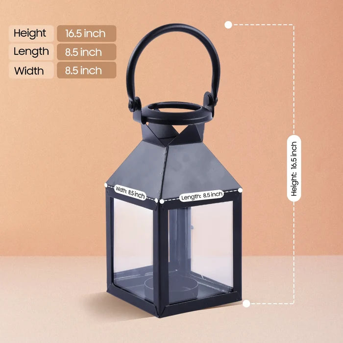 metal clear glass pyramid lantern matte black