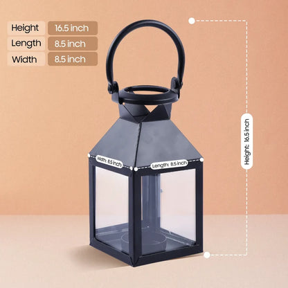 metal clear glass pyramid lantern matte black