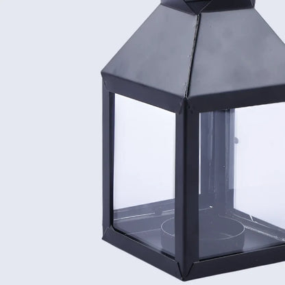 metal clear glass pyramid lantern matte black