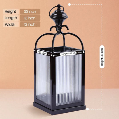 metal ribbed glass dome lantern glossy brown