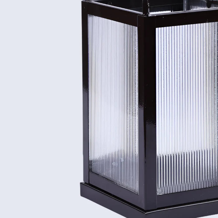 metal ribbed glass dome lantern glossy brown