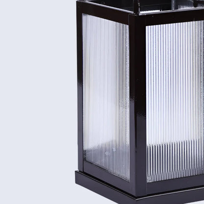 metal ribbed glass dome lantern glossy brown