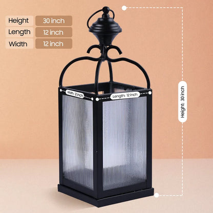 metal ribbed glass dome lantern matte black