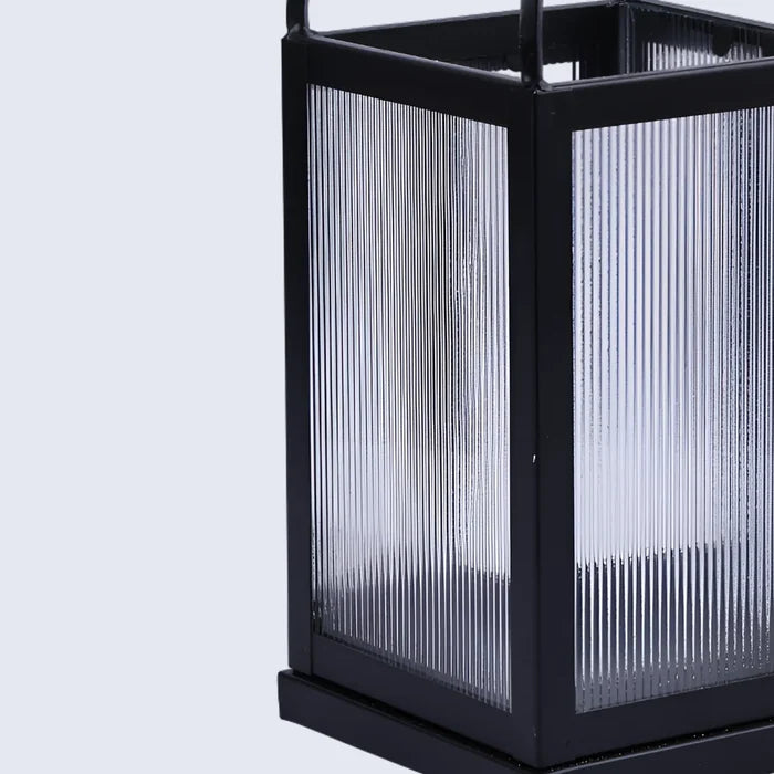 metal ribbed glass dome lantern matte black