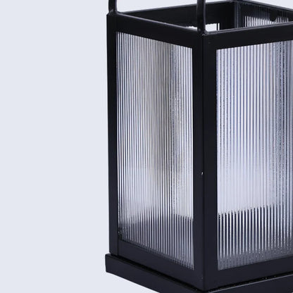 metal ribbed glass dome lantern matte black