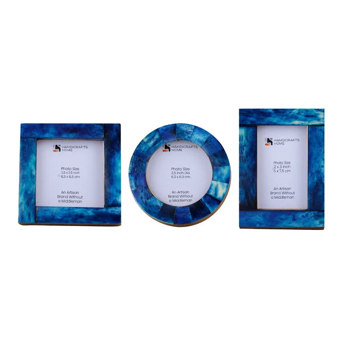 Handmade Mini Baby Keepsake Picture Frame – Blue Bone Inlay, for tabletop or wall display