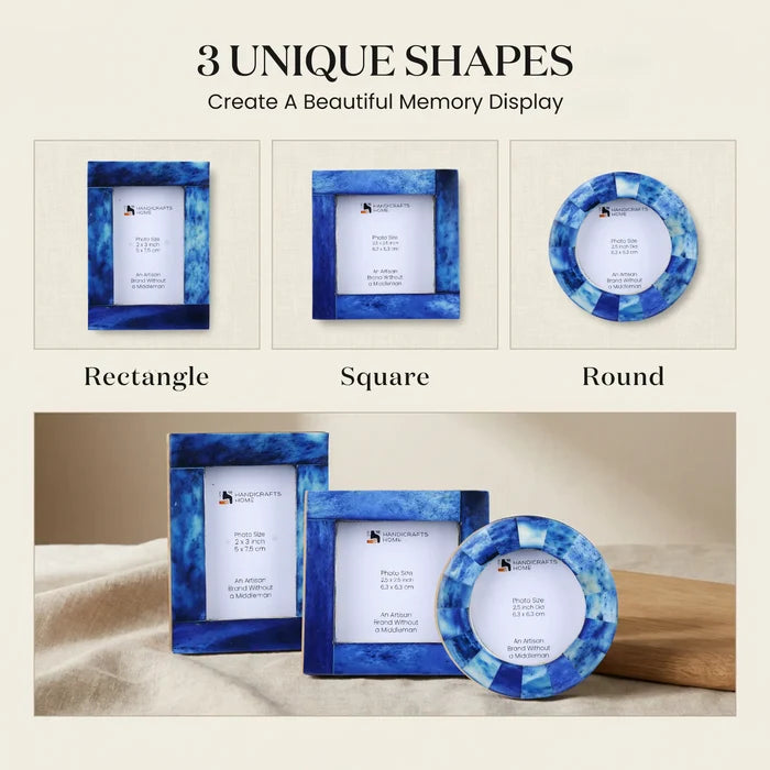 Mini Baby Keepsake Picture Frame, Set of 3 – Blue Bone Inlay