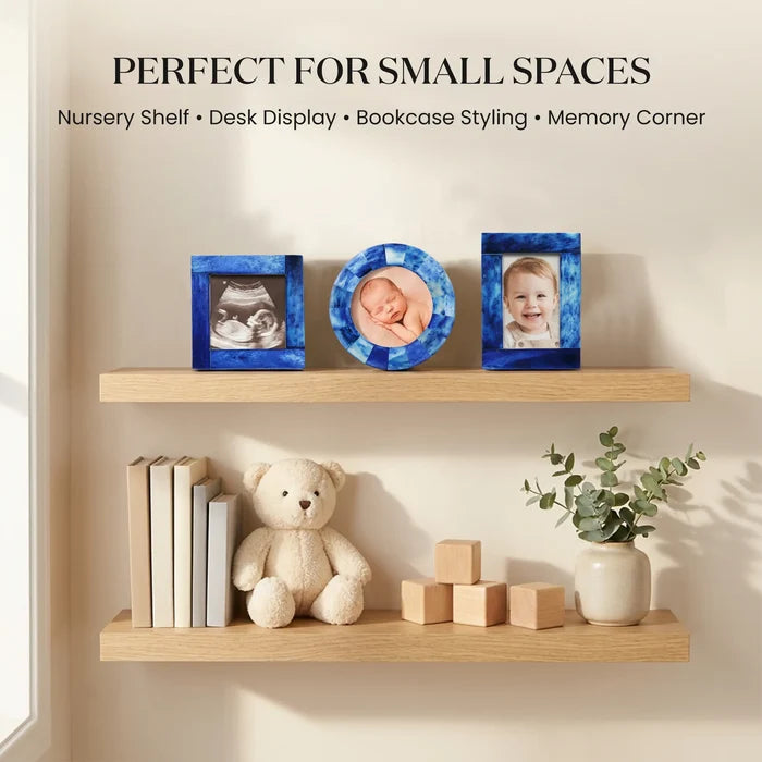 Mini Baby Keepsake Picture Frame, Set of 3 – Blue Bone Inlay