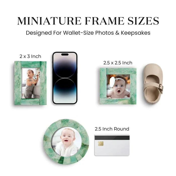 Mini Baby Keepsake Picture Frame, Set of 3 – Green Bone Inlay