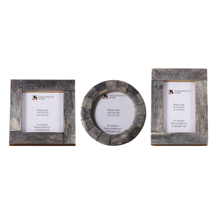 Handmade Mini Baby Keepsake Picture Frame – Grey Bone Inlay, for tabletop or wall display