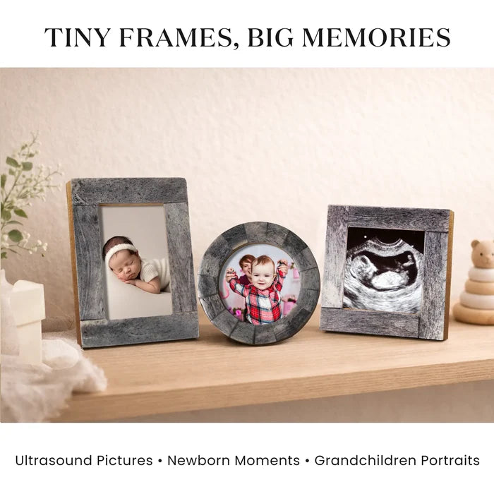 Mini Baby Keepsake Picture Frame, Set of 3 – Grey Bone Inlay