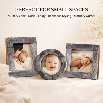 Mini Baby Keepsake Picture Frame, Set of 3 – Grey Bone Inlay