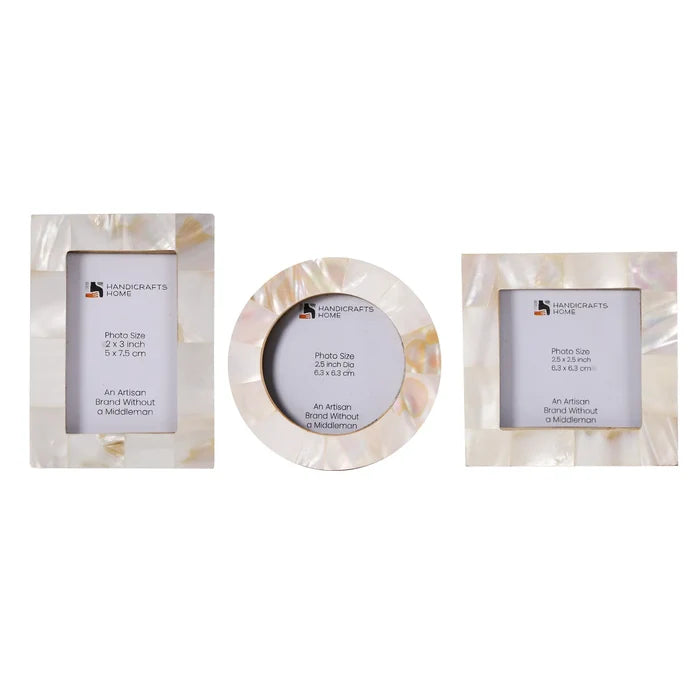 Handmade Mini Baby Keepsake Picture Frame – White Mother of Pearl, for tabletop or wall display