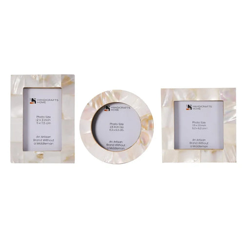 Handmade Mini Baby Keepsake Picture Frame – White Mother of Pearl, for tabletop or wall display