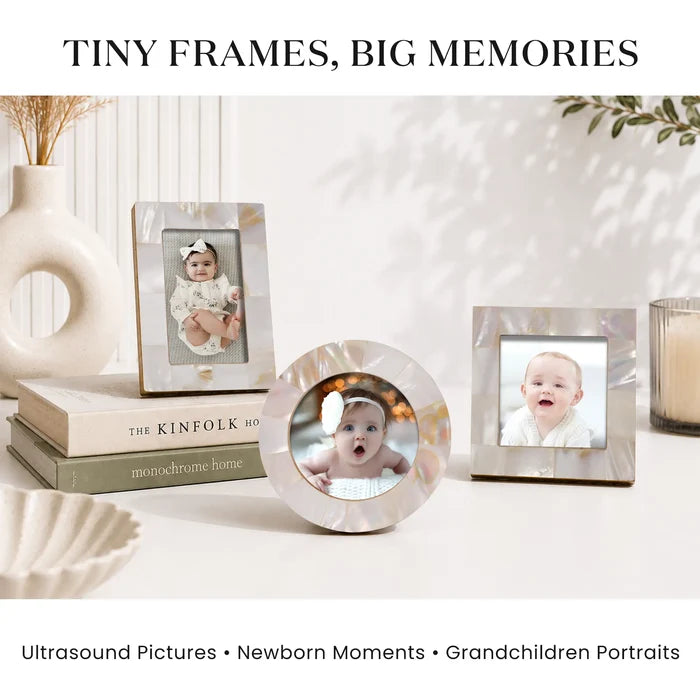 Mini Baby Keepsake Picture Frame, Set of 3 – White Mother of Pearl