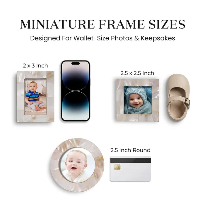 Mini Baby Keepsake Picture Frame, Set of 3 – White Mother of Pearl