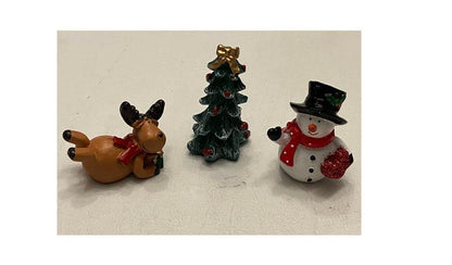 Miniature Holiday Snowman with a Reindeer & Christmas Tree
