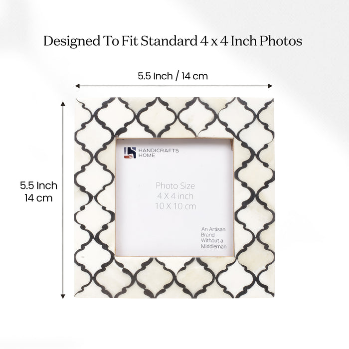 Moroccan Bone & Resin Mini Accent Frame | 4x4 Black & White