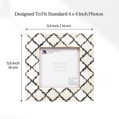 Moroccan Bone & Resin Mini Accent Frame | 4x4 Black & White