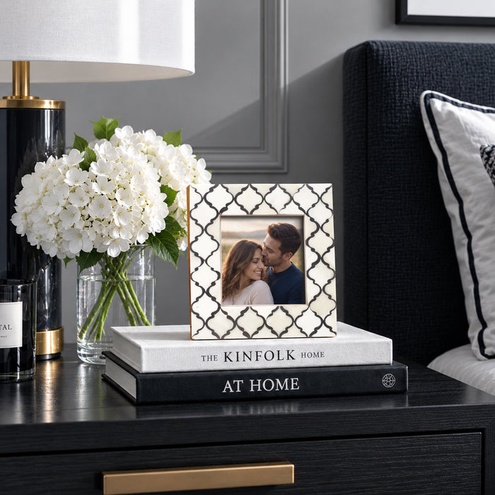 Moroccan Bone & Resin Mini Accent Frame | 4x4 Black & White