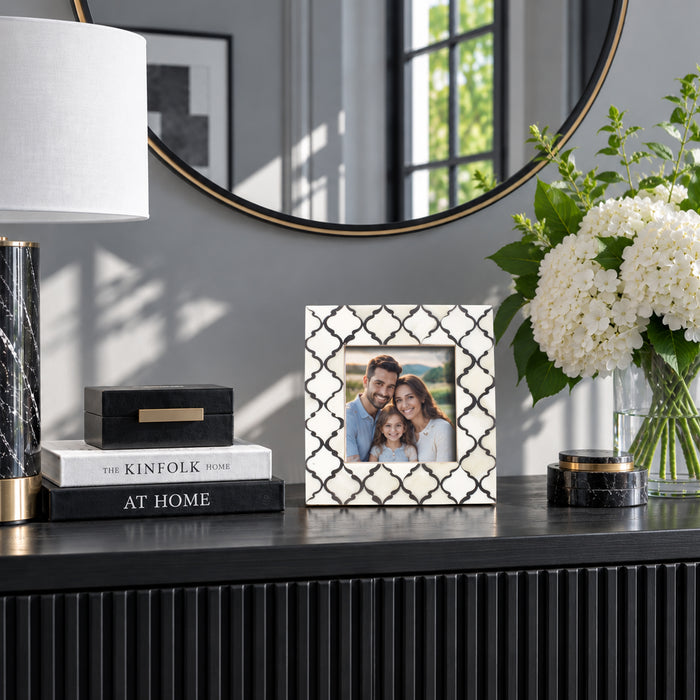 Moroccan Bone & Resin Mini Accent Frame | 4x4 Black & White