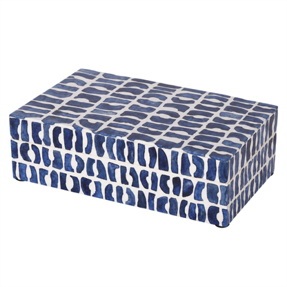 Handmade Mosaic Azul Bone & Resin Inlay Decorative Box – 4 Sizes, for jewelry and keepsake storage