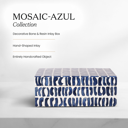 Handmade Mosaic Azul Bone & Resin Inlay Decorative Box – 4 Sizes, for jewelry and keepsake storage