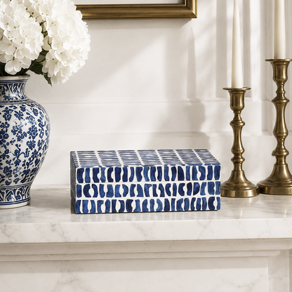 Mosaic Azul Bone & Resin Inlay Decorative Box – 4 Sizes