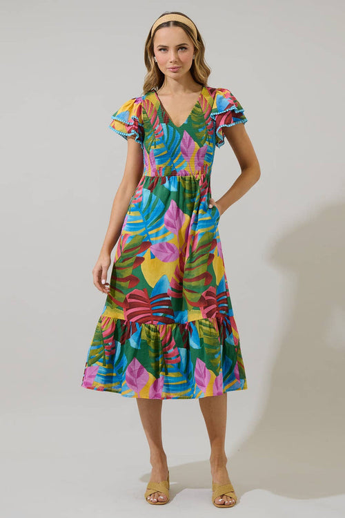 Novi Tropical Patte Tiered Multi Dress