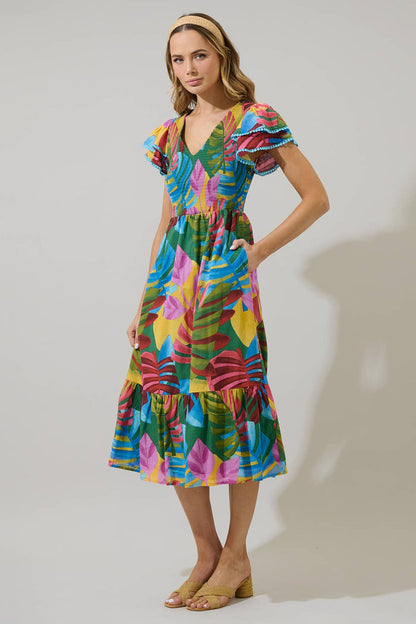 Novi Tropical Patte Tiered Multi Dress