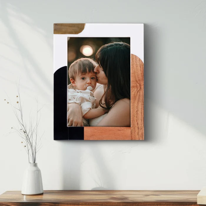 Picture Frame Abstract Block Collection Resin, Wood & Brass – 4x6 & 5x7"