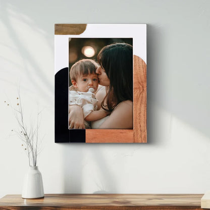 Picture Frame Abstract Block Collection Resin, Wood & Brass – 4x6 & 5x7"