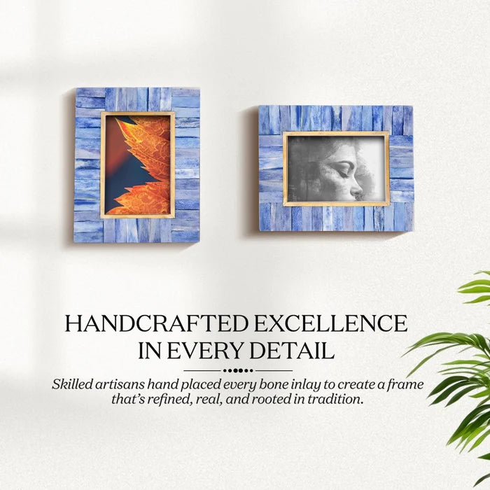 Picture Frame Brass Collection Bone Inlay Blue 4x6 & 5x7