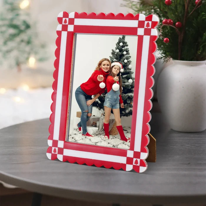 Picture Frame Chalet Verde Rusch Collection Resin Inlay Red & White – 4x6 & 5x7"