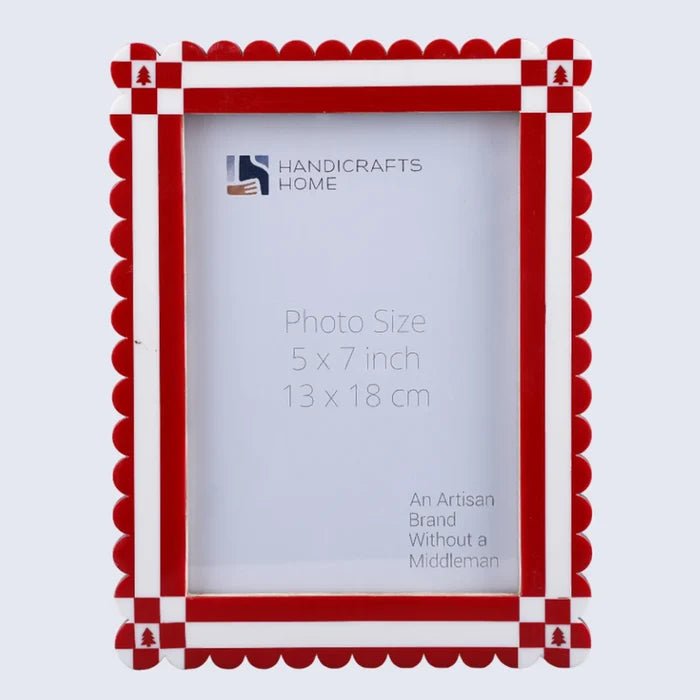 Picture Frame Chalet Verde Rusch Collection Resin Inlay Red & White – 4x6 & 5x7"