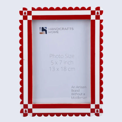 Picture Frame Chalet Verde Rusch Collection Resin Inlay Red & White – 4x6 & 5x7"