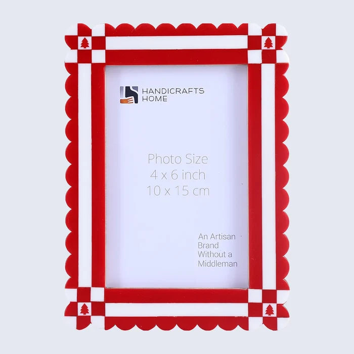 Picture Frame Chalet Verde Rusch Collection Resin Inlay Red & White – 4x6 & 5x7"