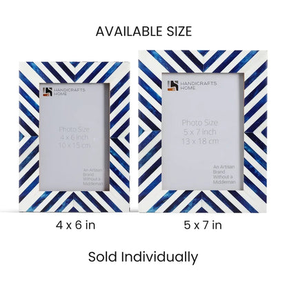 Picture Frame Chevron Collection Bone Inlay Blue – 4x6 & 5x7"